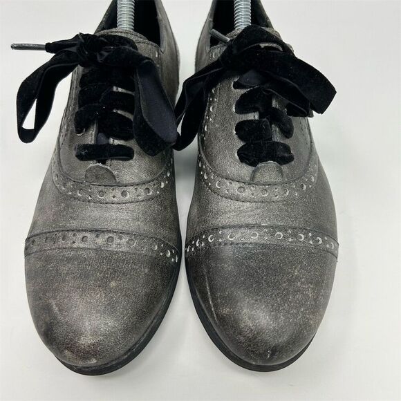 Born Women's Arletta Gray Leather Cap Toe Oxford Brogue Lace Up Shoes Size 8 - Picture 6 of 15